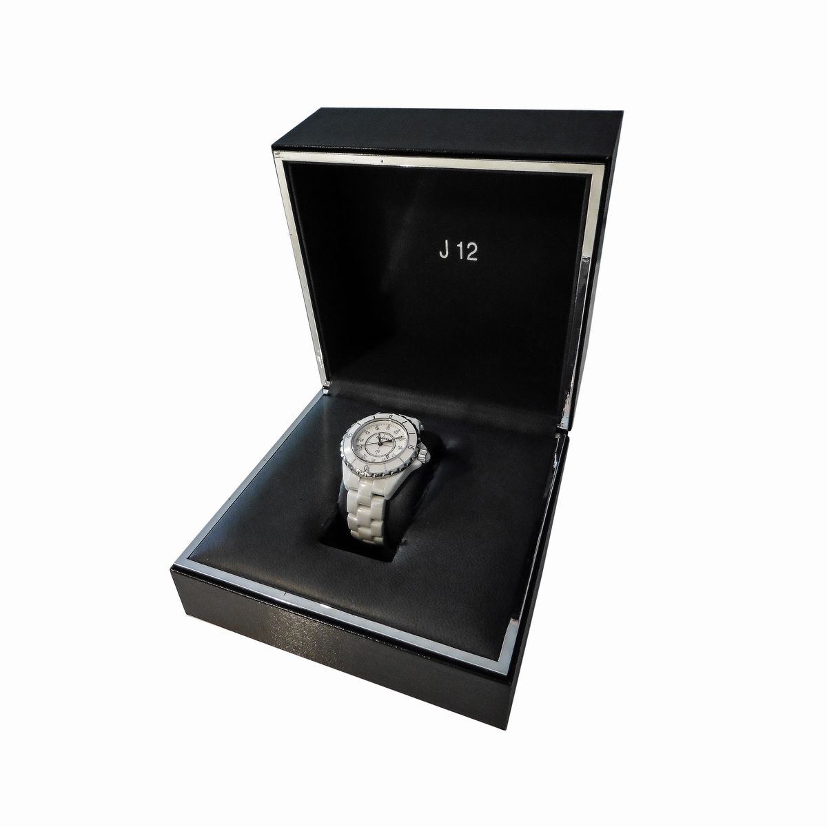 Orologio da Signora in Acciaio, Porcellana Bianca e Diamanti J12 Chanel