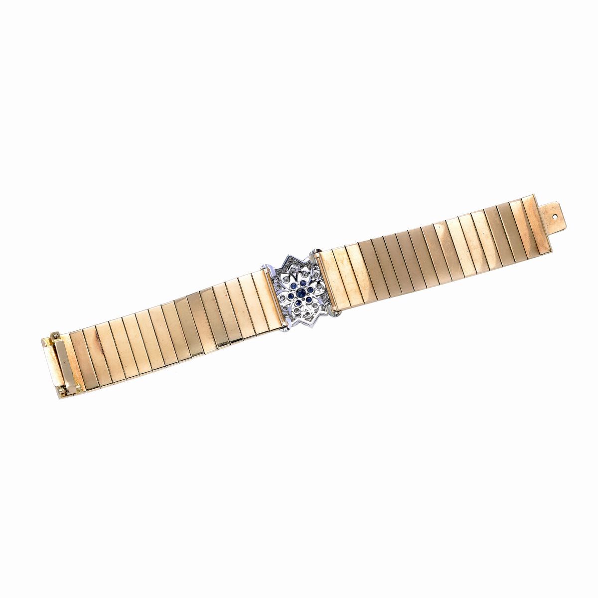 Bracciale in Oro Giallo, Oro Bianco, Diamanti e Zaffiri