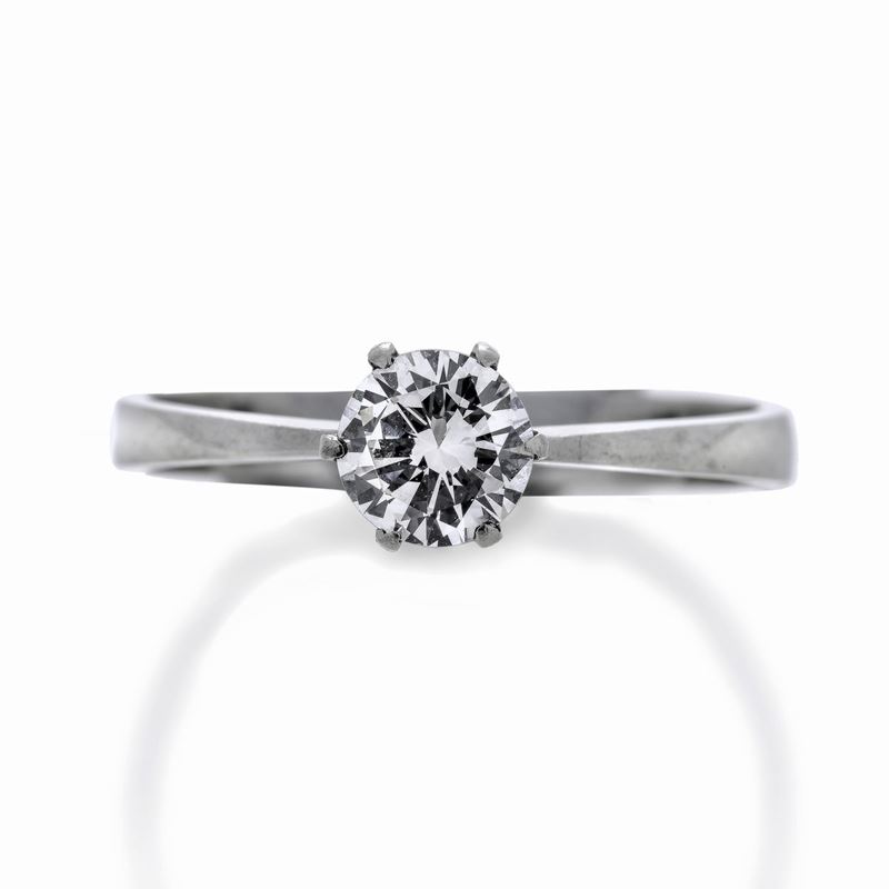 Anello Solitario in Oro Bianco e Diamante