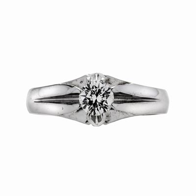Anello Solitario in Oro Bianco e Diamante
