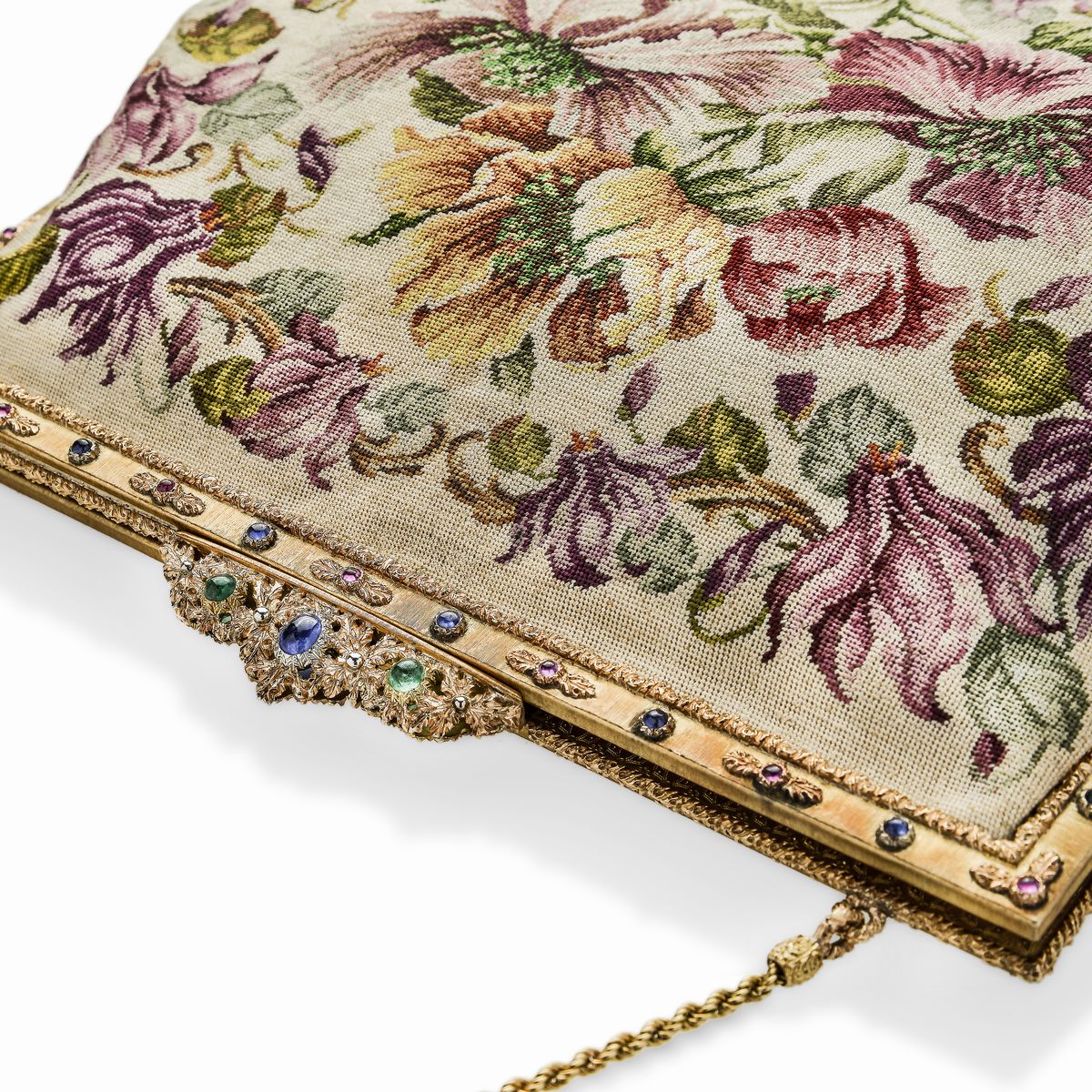 Borsa da Sera in Oro Giallo, Zaffiri, Smeraldi e Rubini Mario Buccellati