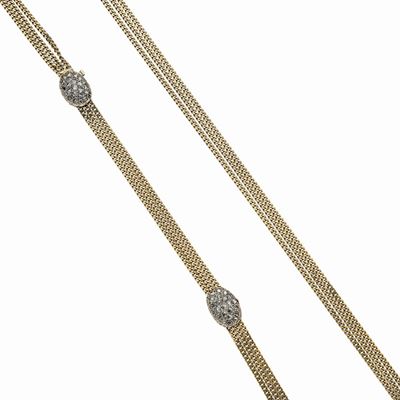 Collana Saliscendi in Oro Giallo, Argento e Diamanti