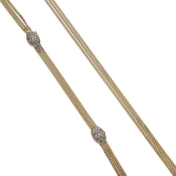 Necklace Saliscendi in yellow gold, silver and diamonds