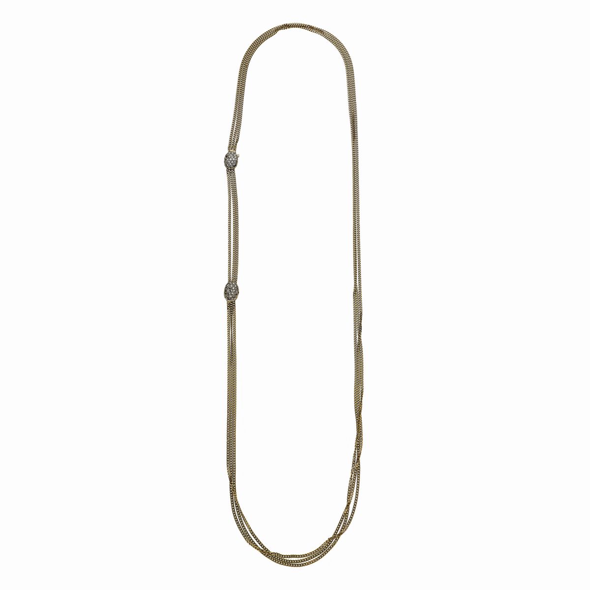 Collana Saliscendi in Oro Giallo, Argento e Diamanti