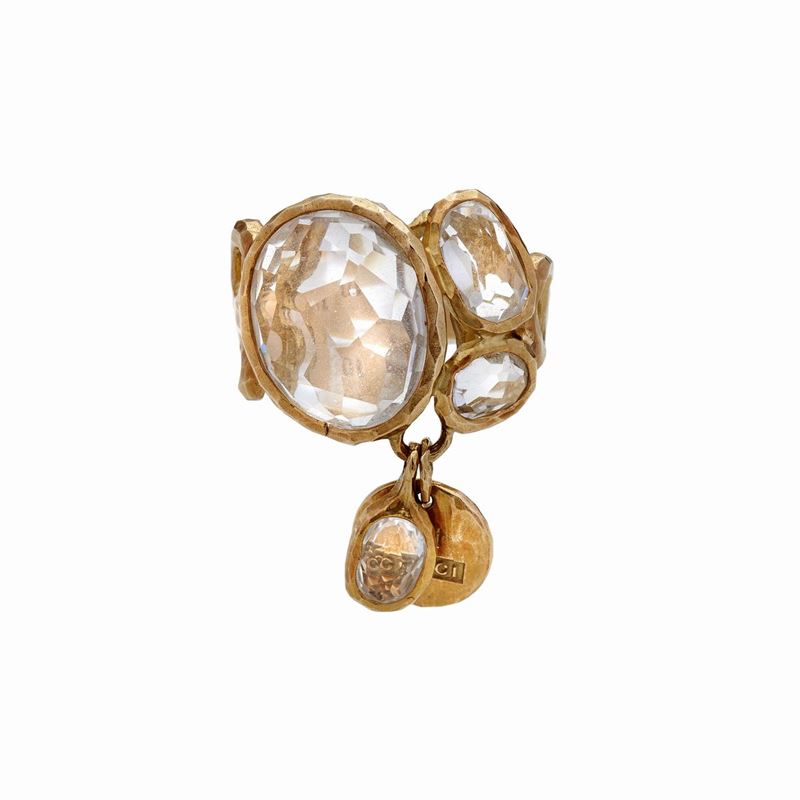Anello in Oro Giallo e Quarzo Gucci