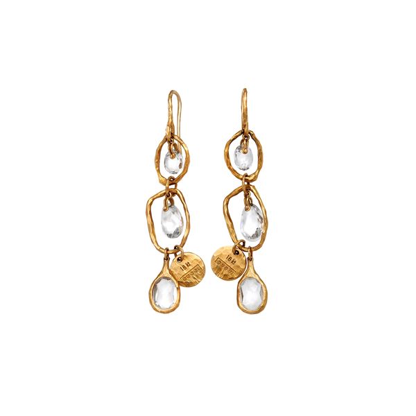 GUCCI - Pair of Earrings in yellow gold and quartz Gucci