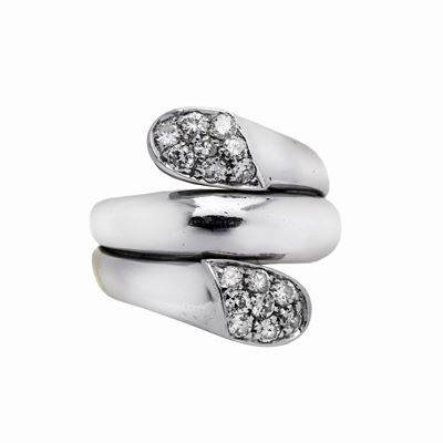 Anello in Oro Bianco, Oro Giallo e Diamanti