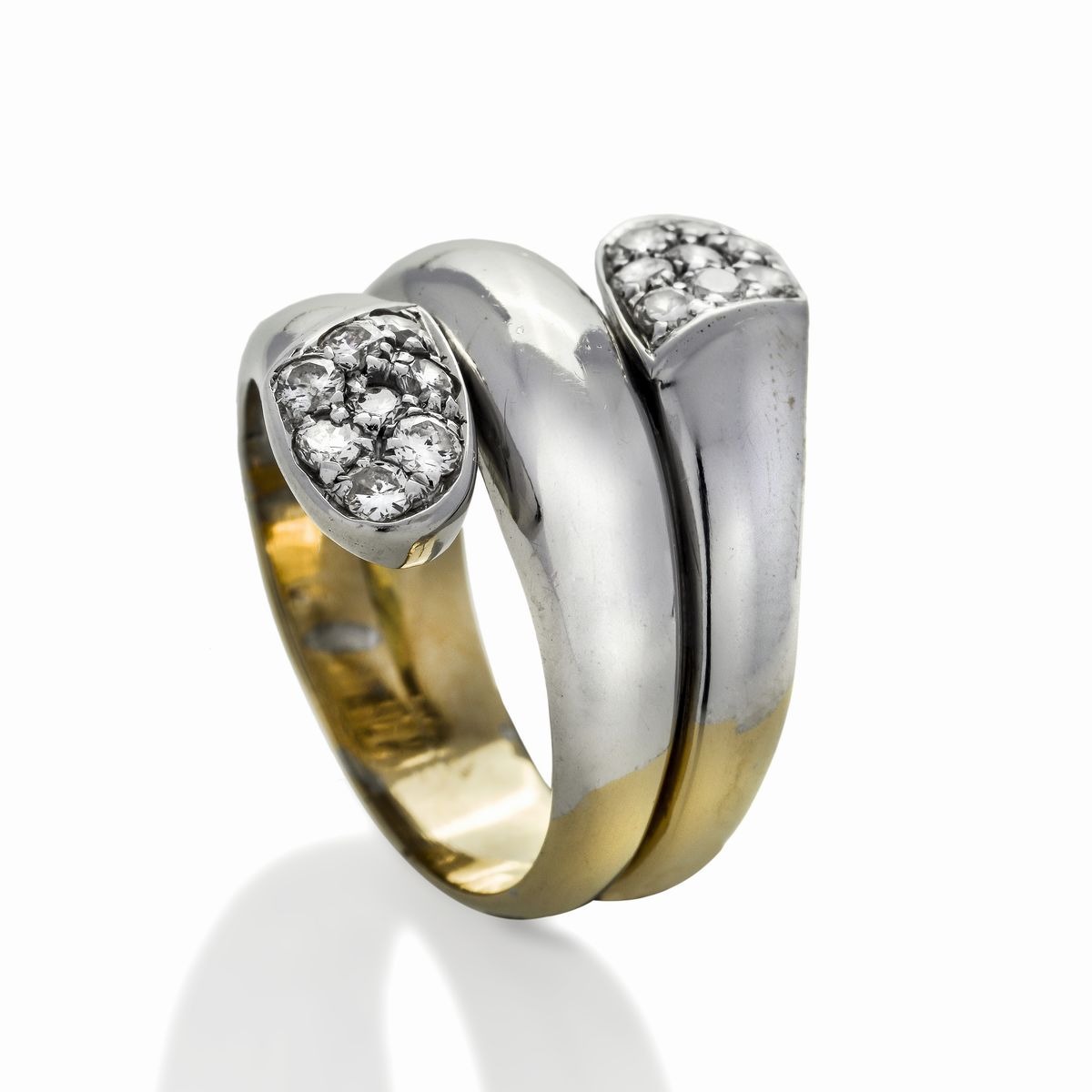 Anello in Oro Bianco, Oro Giallo e Diamanti
