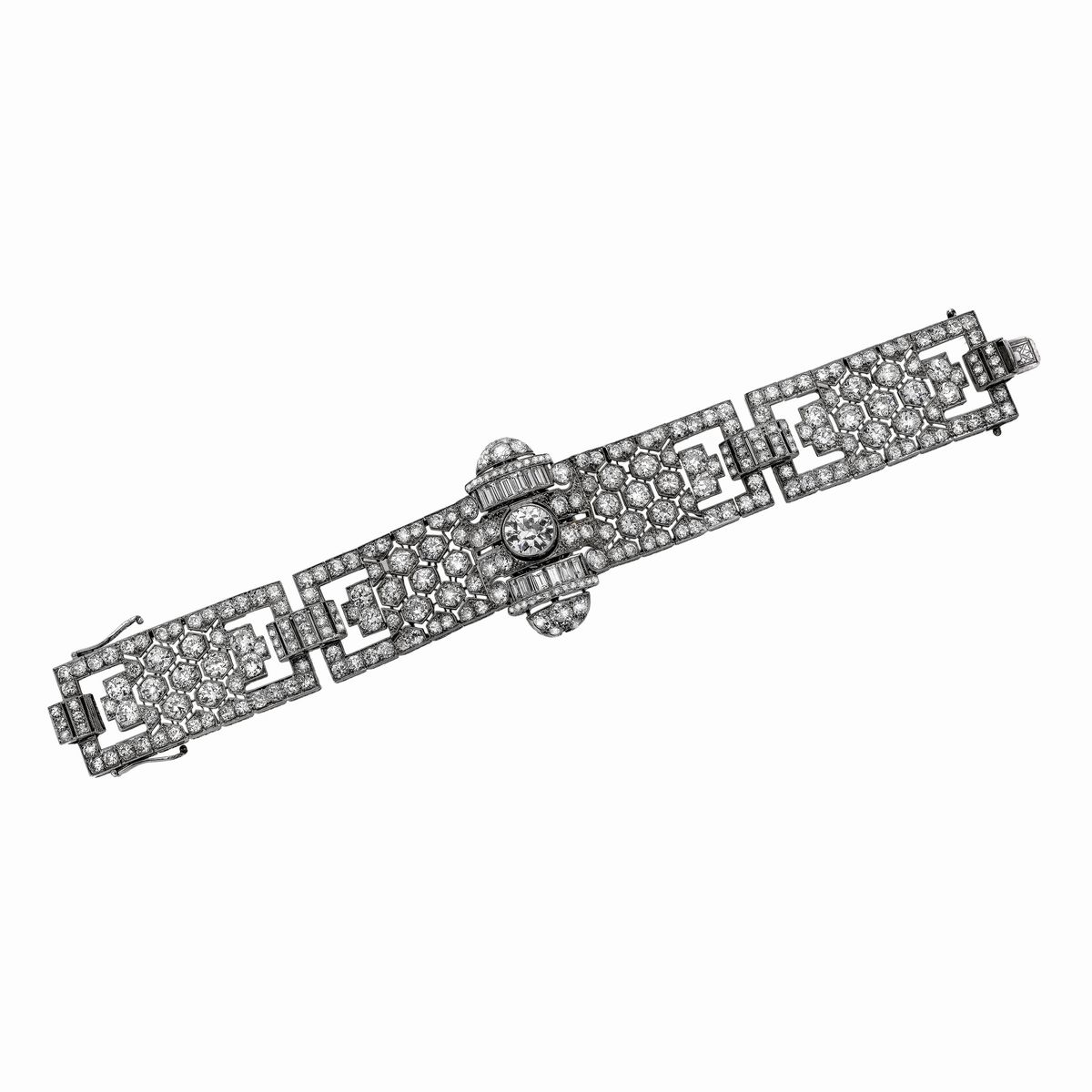 Importante Bracciale Orologio in Platino e Diamanti