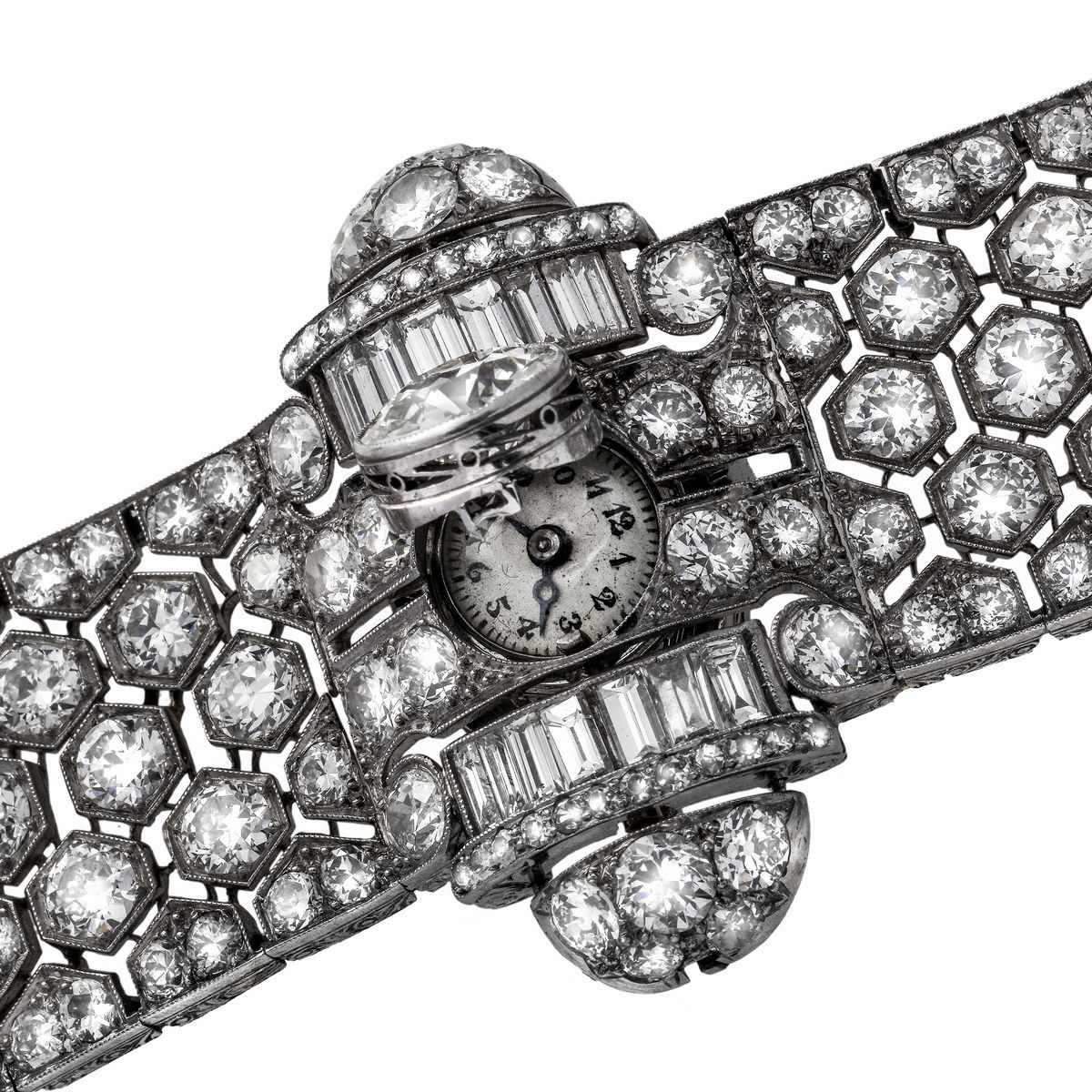 Importante Bracciale Orologio in Platino e Diamanti