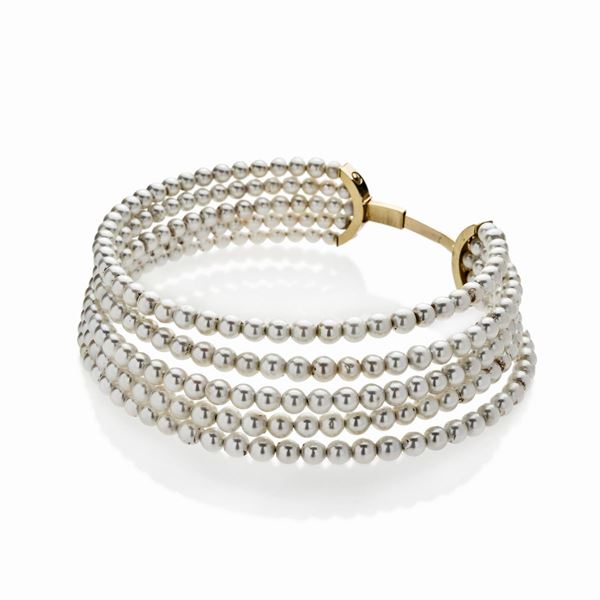 Collier de chien in oro giallo e perle