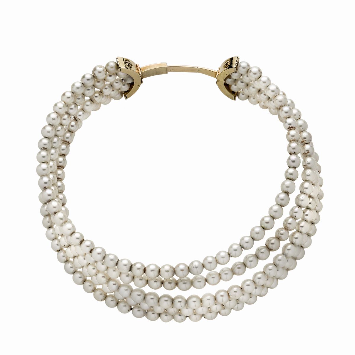 Collier De Chien in Oro Giallo e Perle