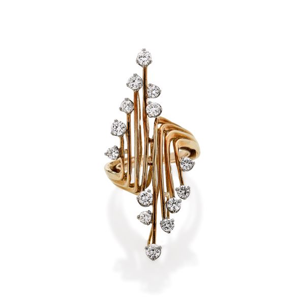 Ring in yellow gold and diamonds