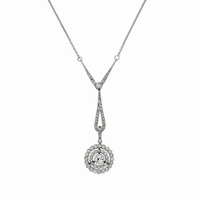 Lunga Collana in Oro Bianco e Diamanti