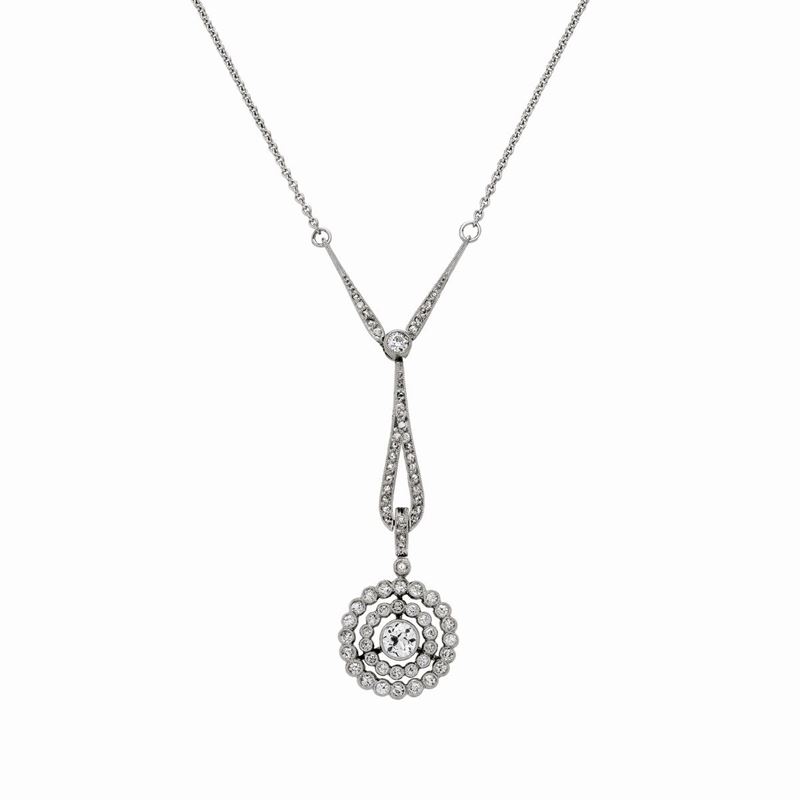 Lunga Collana in Oro Bianco e Diamanti