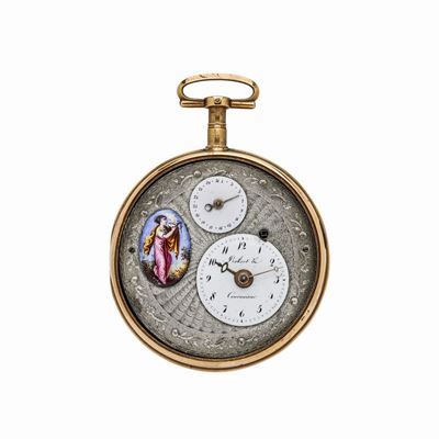 Orologio da Tasca in Oro Giallo, Argento e Miniatura Dipinta Robert U, Corvoisier