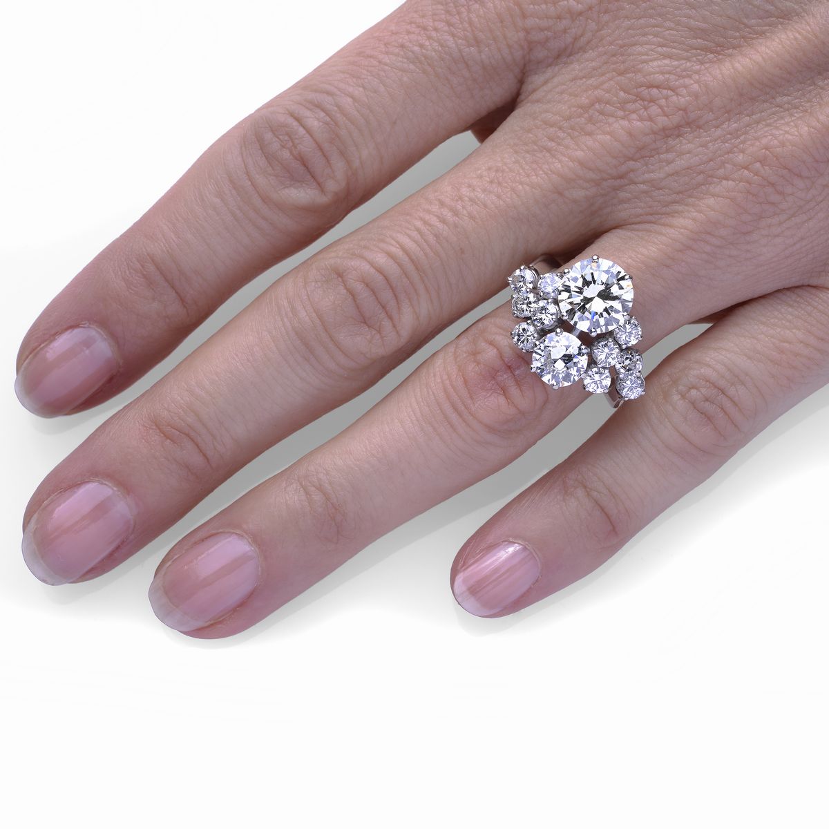 Importante Anello in Oro Bianco e Diamanti