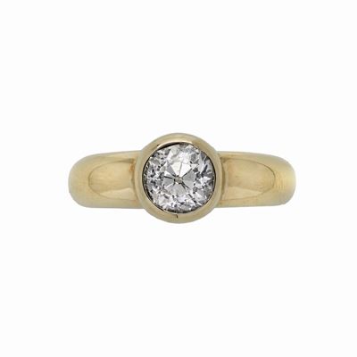 Anello Solitario in Oro Giallo e Diamante