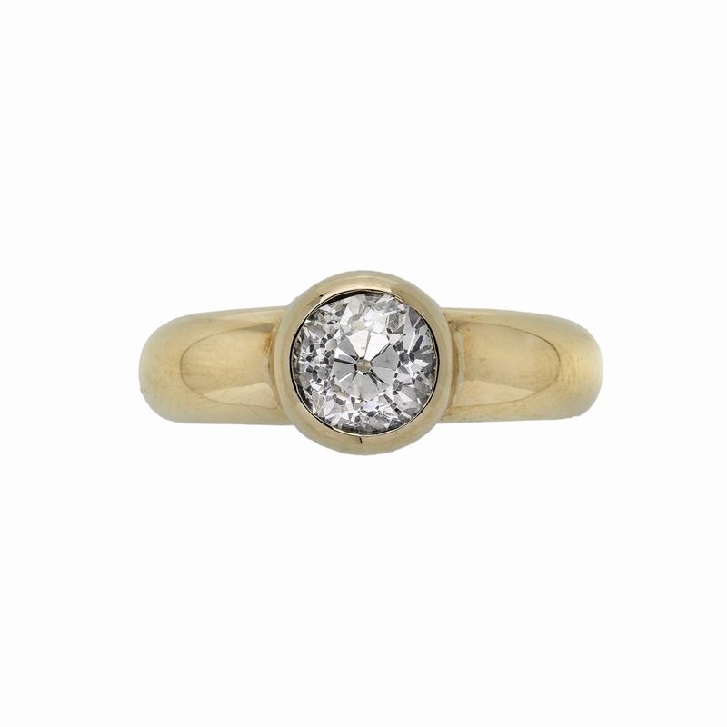 Anello Solitario in Oro Giallo e Diamante