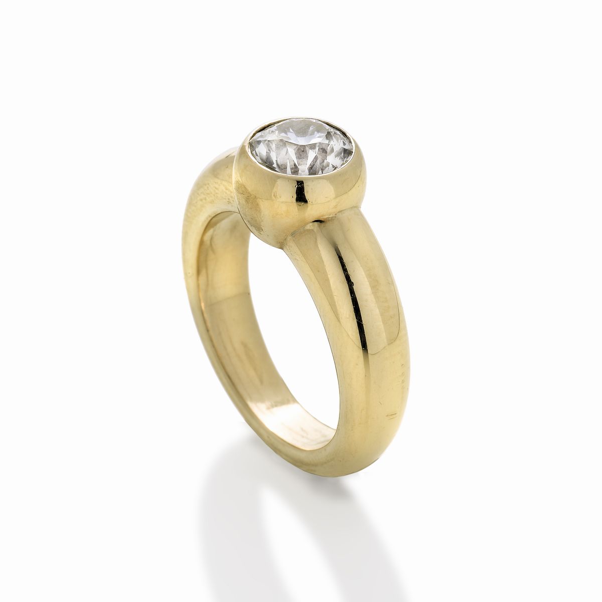 Anello Solitario in Oro Giallo e Diamante