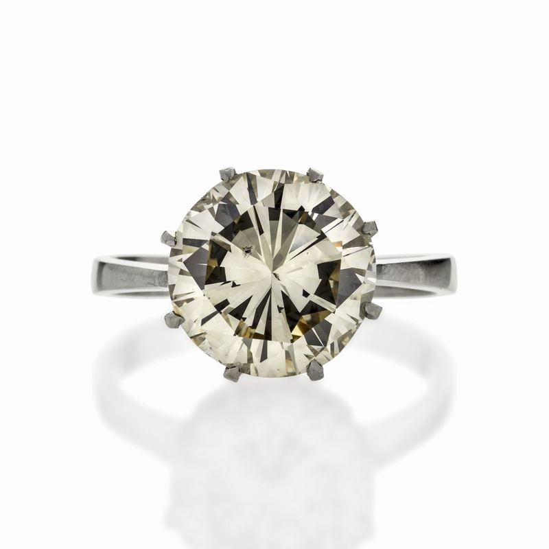 Anelllo Solitario in Oro Bianco e Diamante