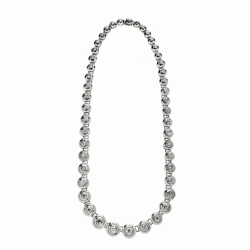 Collana in Oro Giallo, Argento e Diamanti