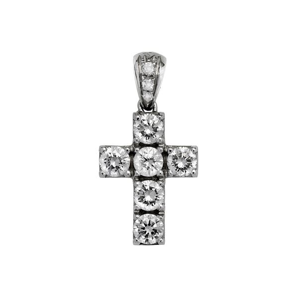 Cross in white gold and diamonds  - Auction Antique Jewellery, Modern and Watches - Curio - Casa d'aste in Firenze