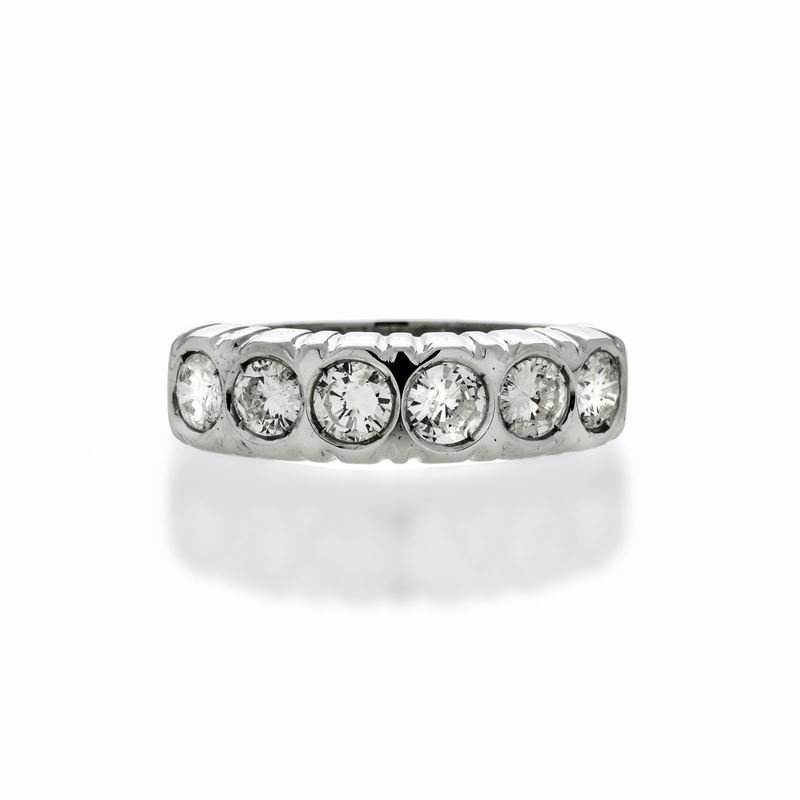 Anello Riviere in Oro Bianco e Diamanti