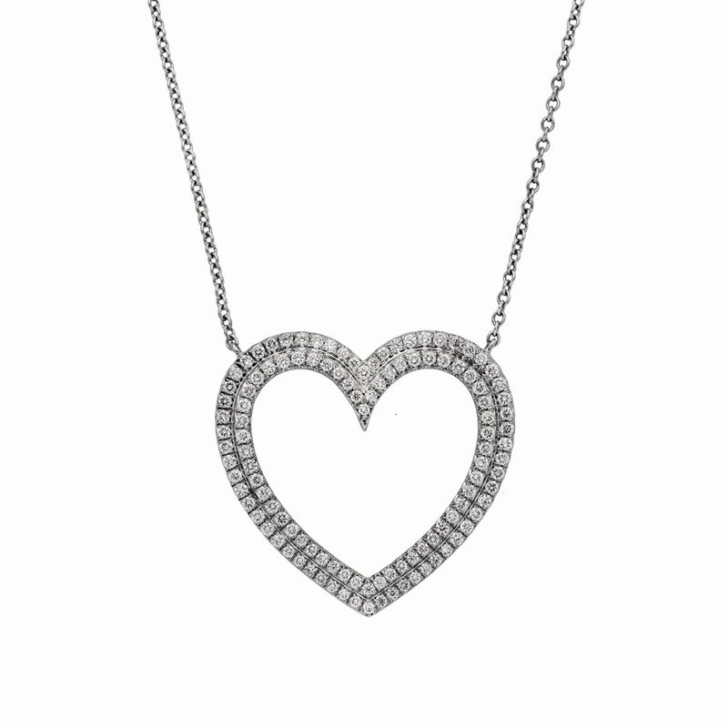 Collana con Cuore in Platino e Diamanti Tiffany & Co