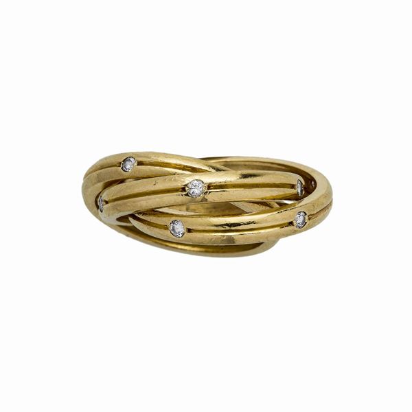 Anello Trinity in oro giallo e diamanti Cartier