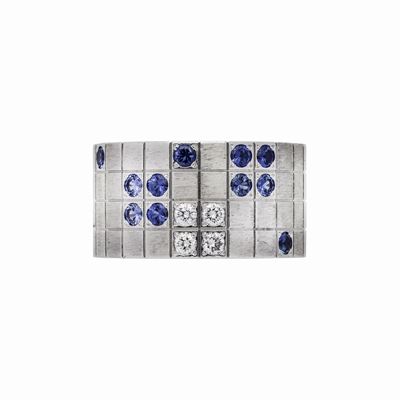 Anello in Oro Bianco, Zaffiri e Diamanti Cartier