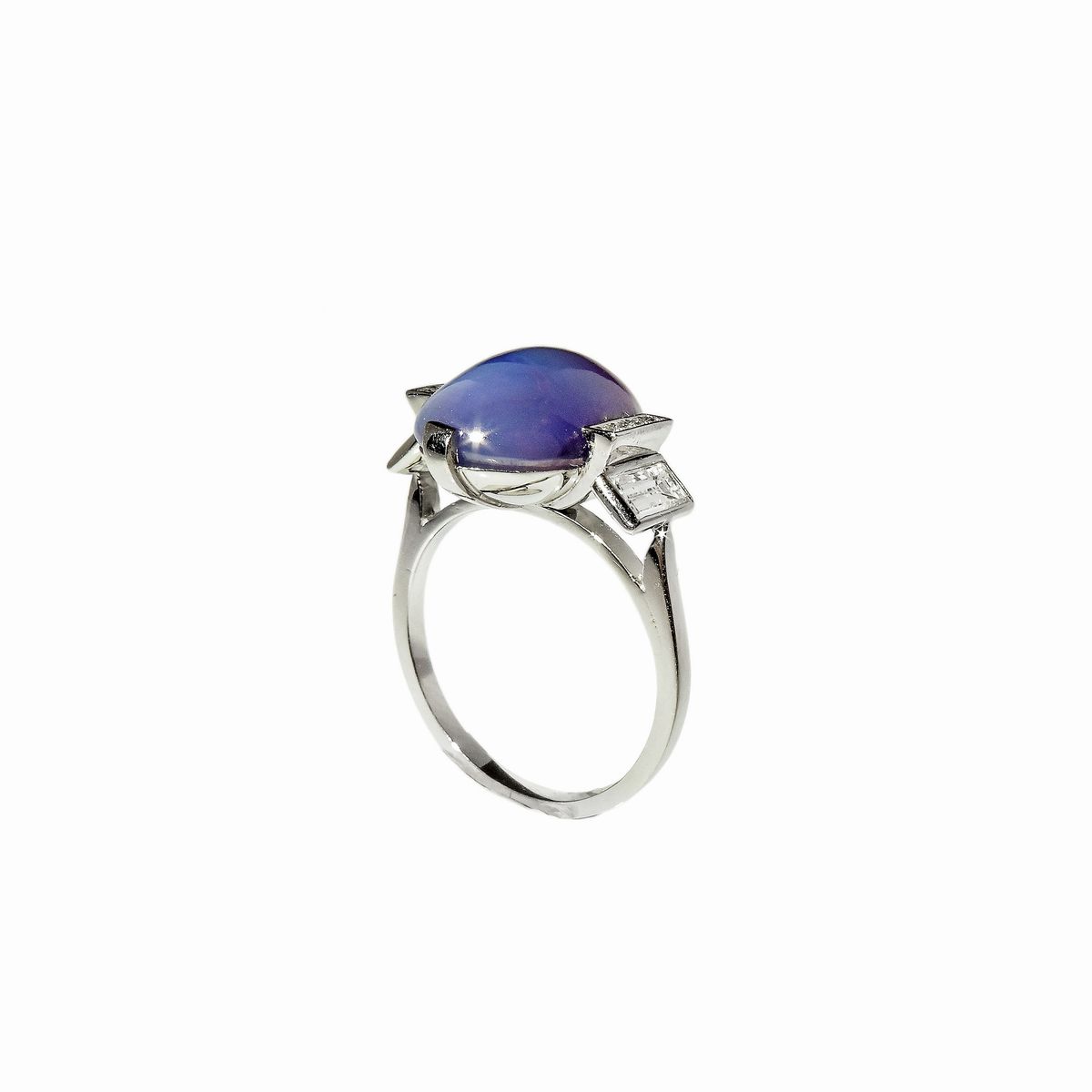 Anello in Platino, Diamanti e Zaffiro