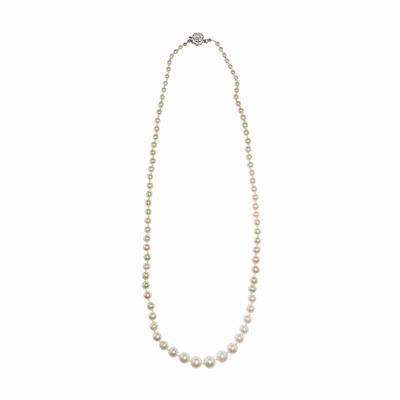 Girocollo in Platino, Diamante e Perle Naturali