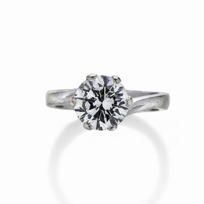 Anello Solitario in Oro Bianco e Diamante
