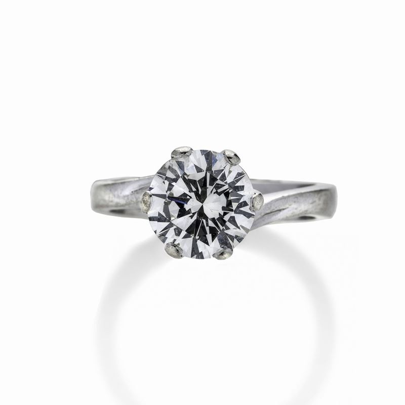 Anello Solitario in Oro Bianco e Diamante