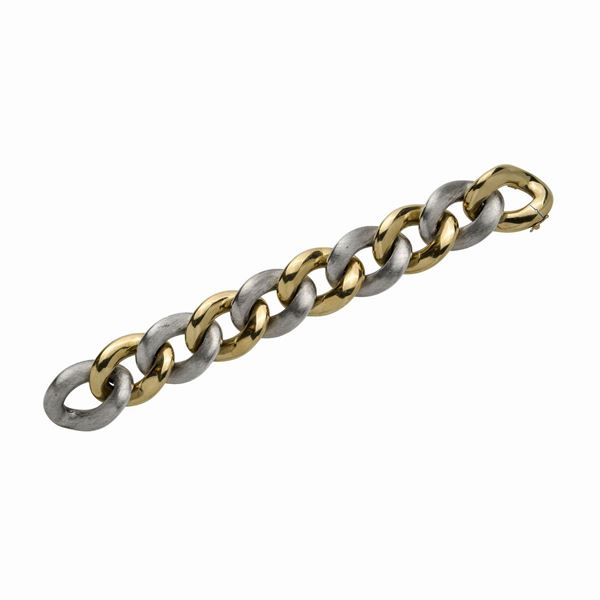 Grande bracciale in oro giallo e bianco