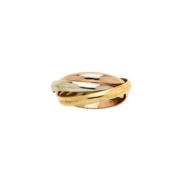 Ring in yellow gold, white gold and rose gold