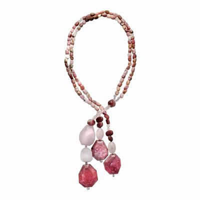 Collana in Opale Rosa, Quarzo Rosa e Calcite Rosa