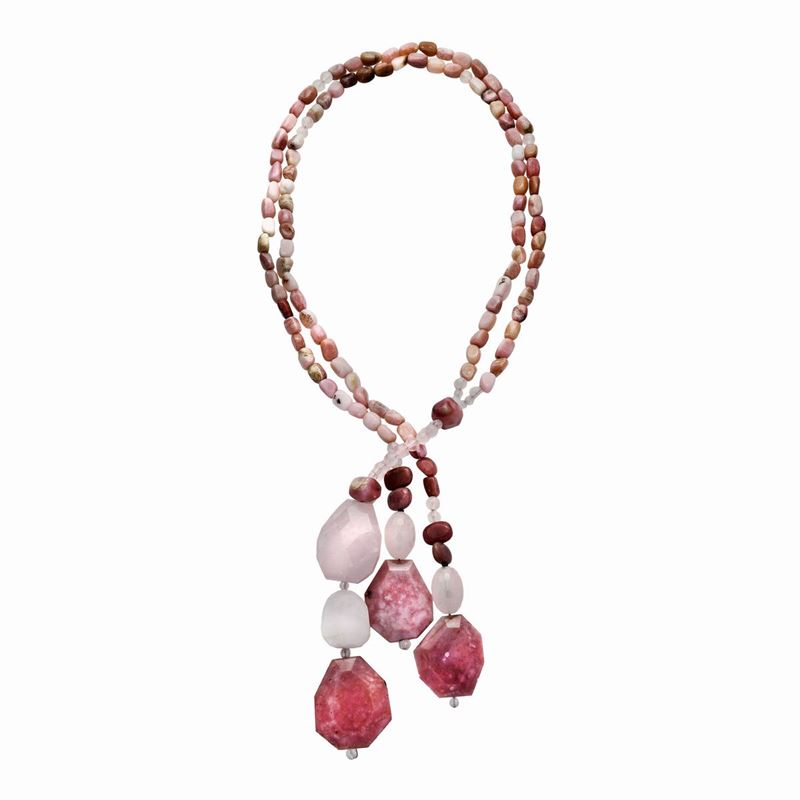 Collana in Opale Rosa, Quarzo Rosa e Calcite Rosa