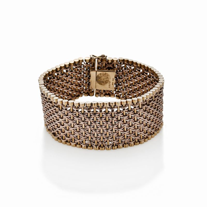 Alto Bracciale in Oro Giallo e Oro Rosa a Basso Titolo