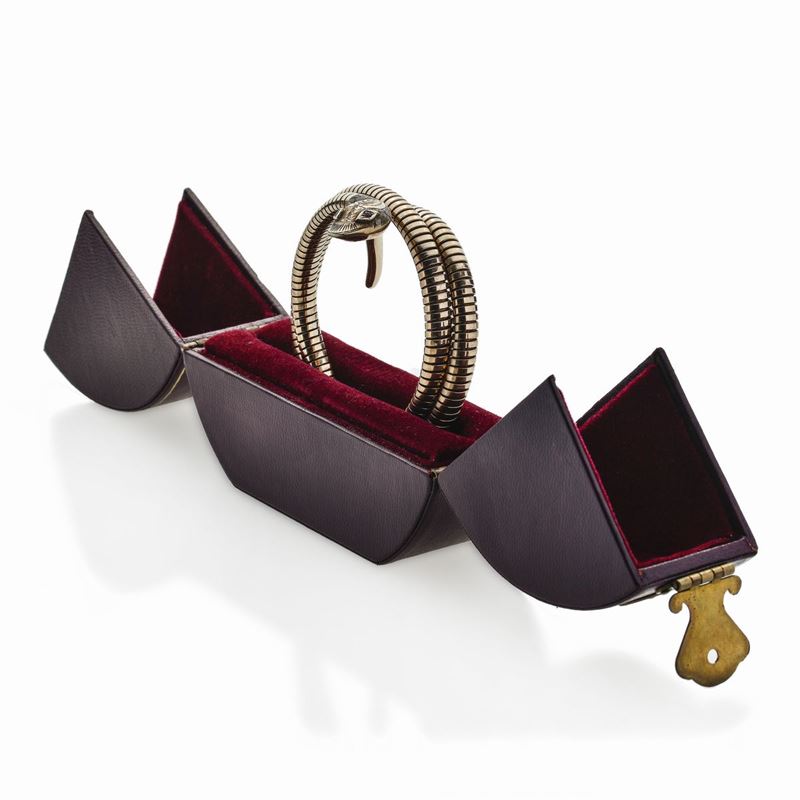 Bracciale Serpente in Oro Giallo a Basso Titolo e Rubini