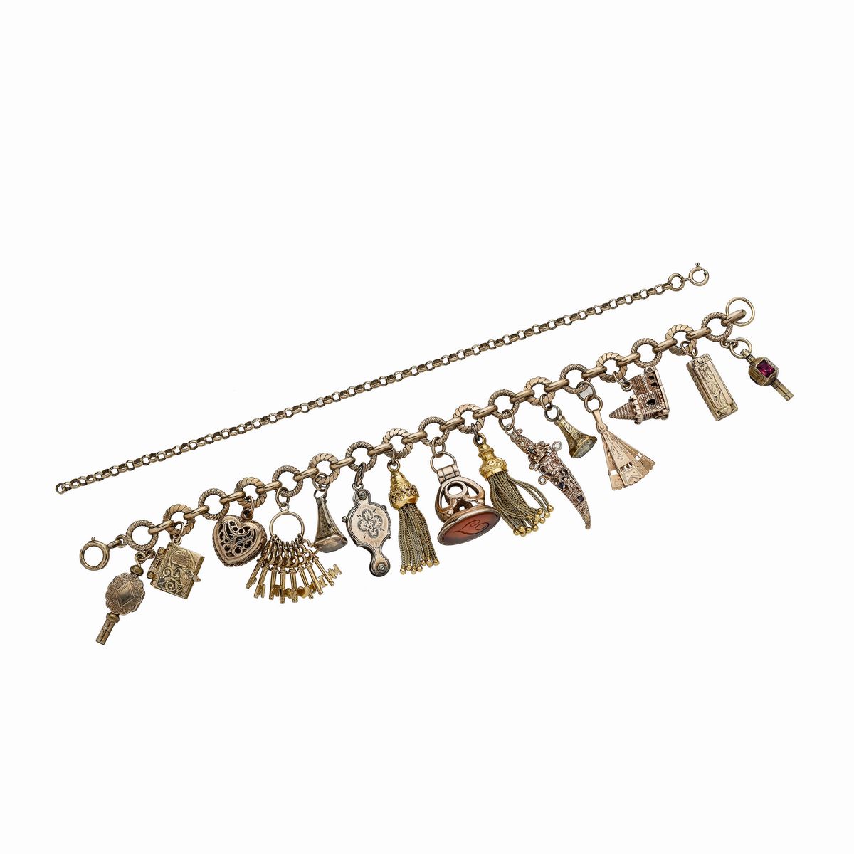 Collana in Oro a Basso Titolo e Charms di Varie Forme