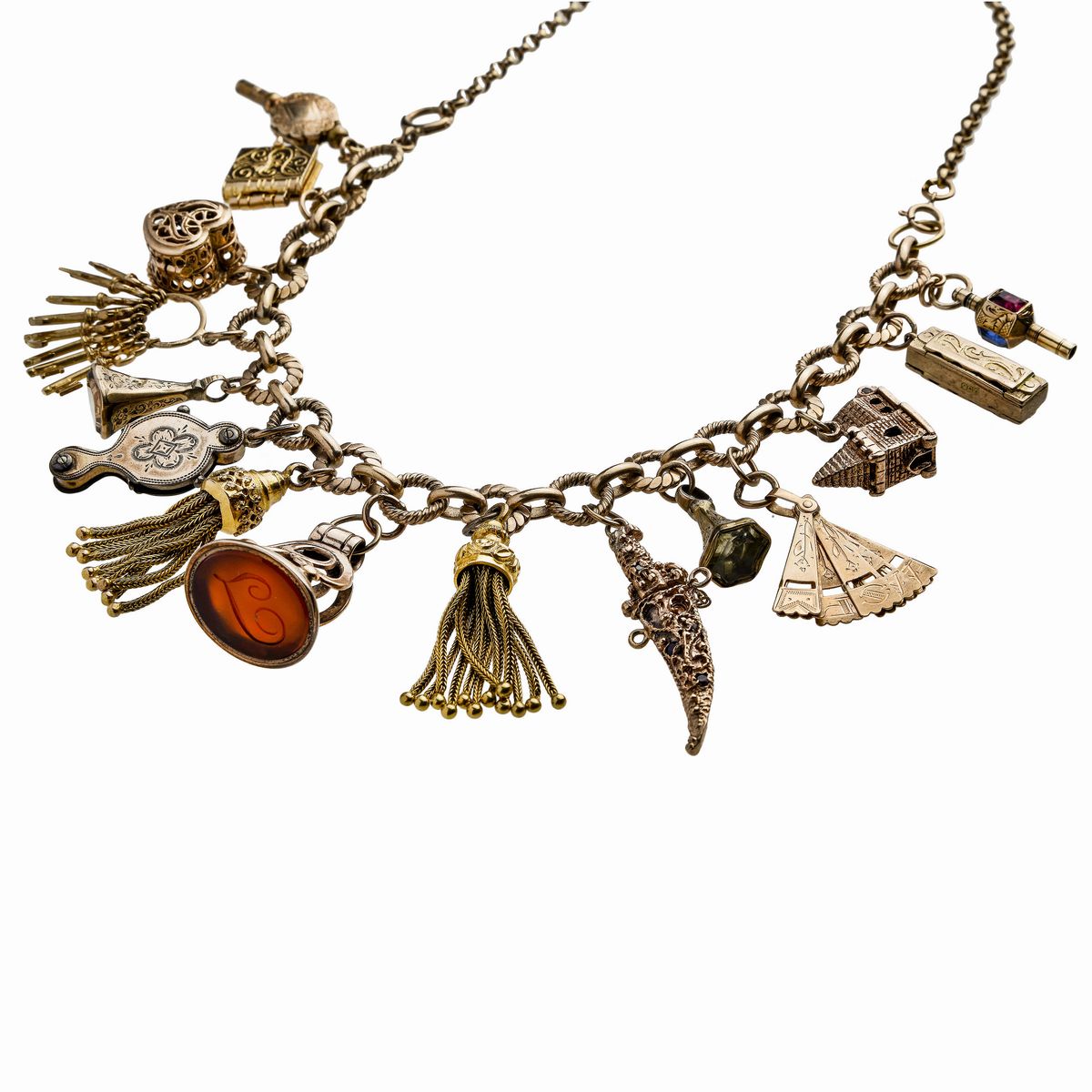 Collana in Oro a Basso Titolo e Charms di Varie Forme