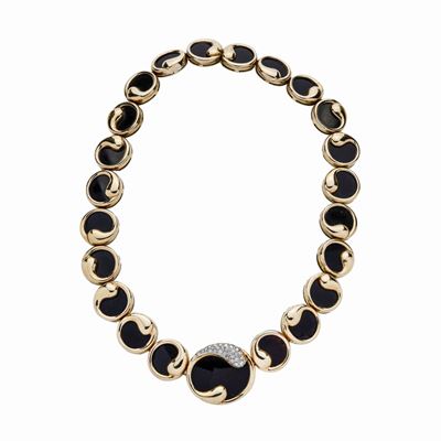 Collier in Oro Giallo, Onice e Diamanti