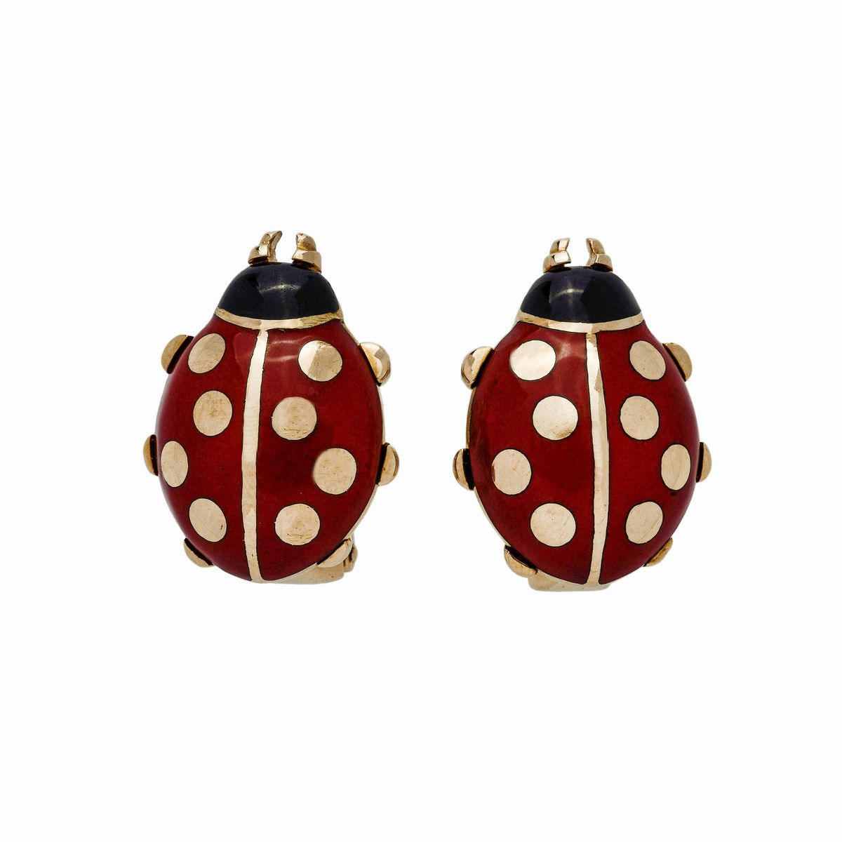 Paio di Orecchini a Clips in Oro Giallo e Smalti Policromi Cartier