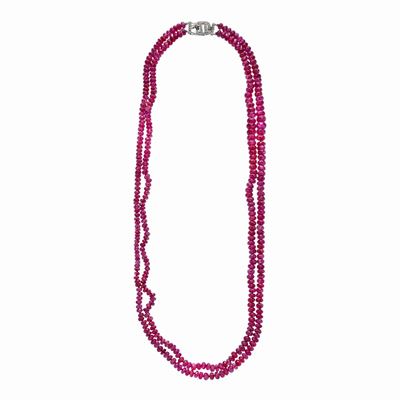Collana in Radici di Rubino, Oro Bianco e Diamanti