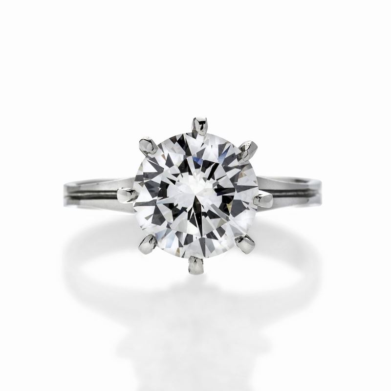 Anello Solitario in Oro Bianco e Diamante