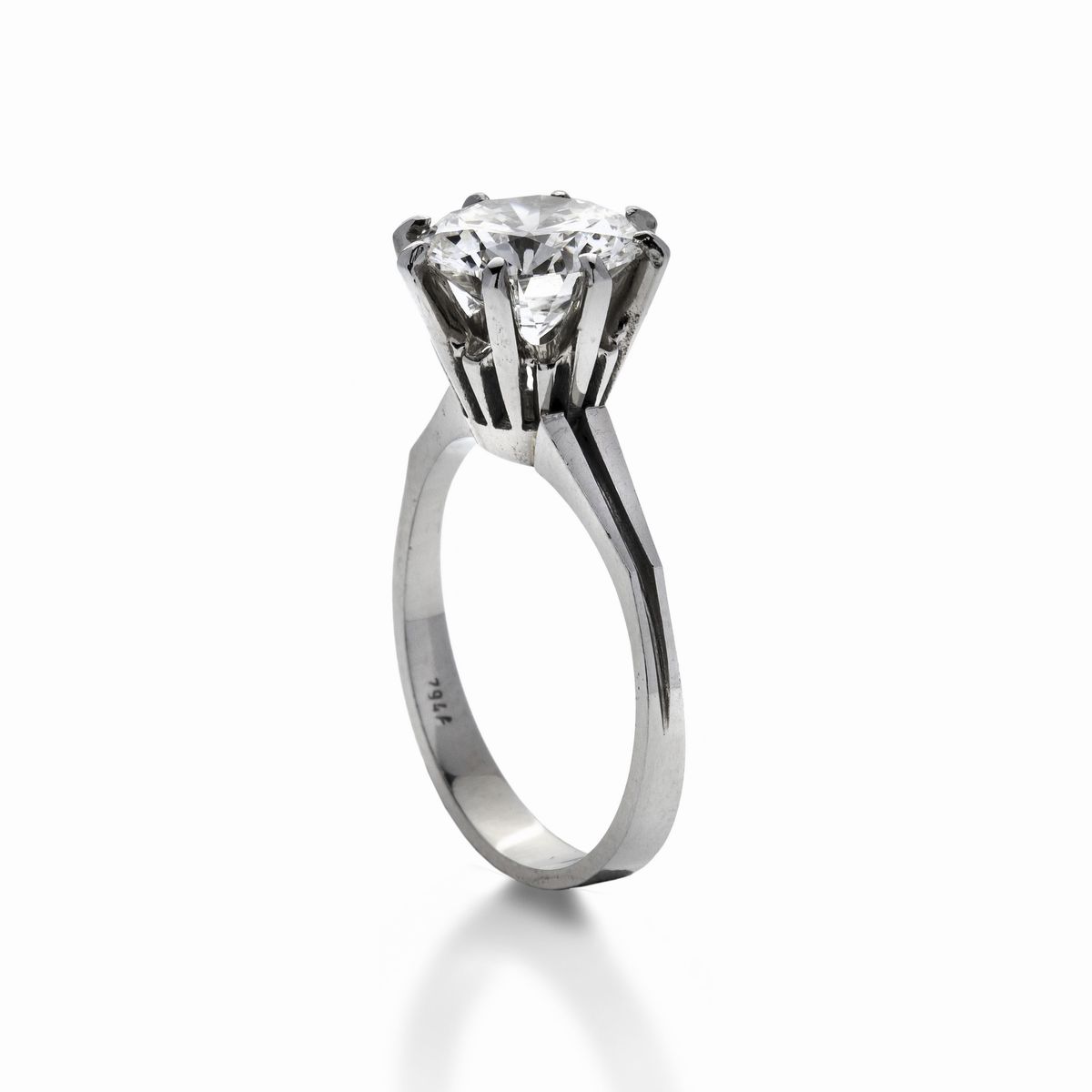 Anello Solitario in Oro Bianco e Diamante