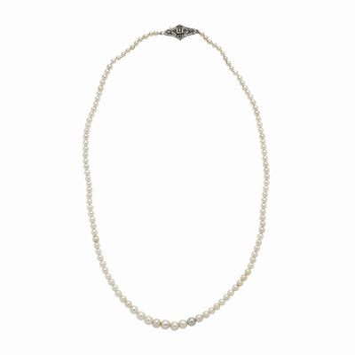 Girocollo in Perle Naturali Degradè, Platino e Diamanti