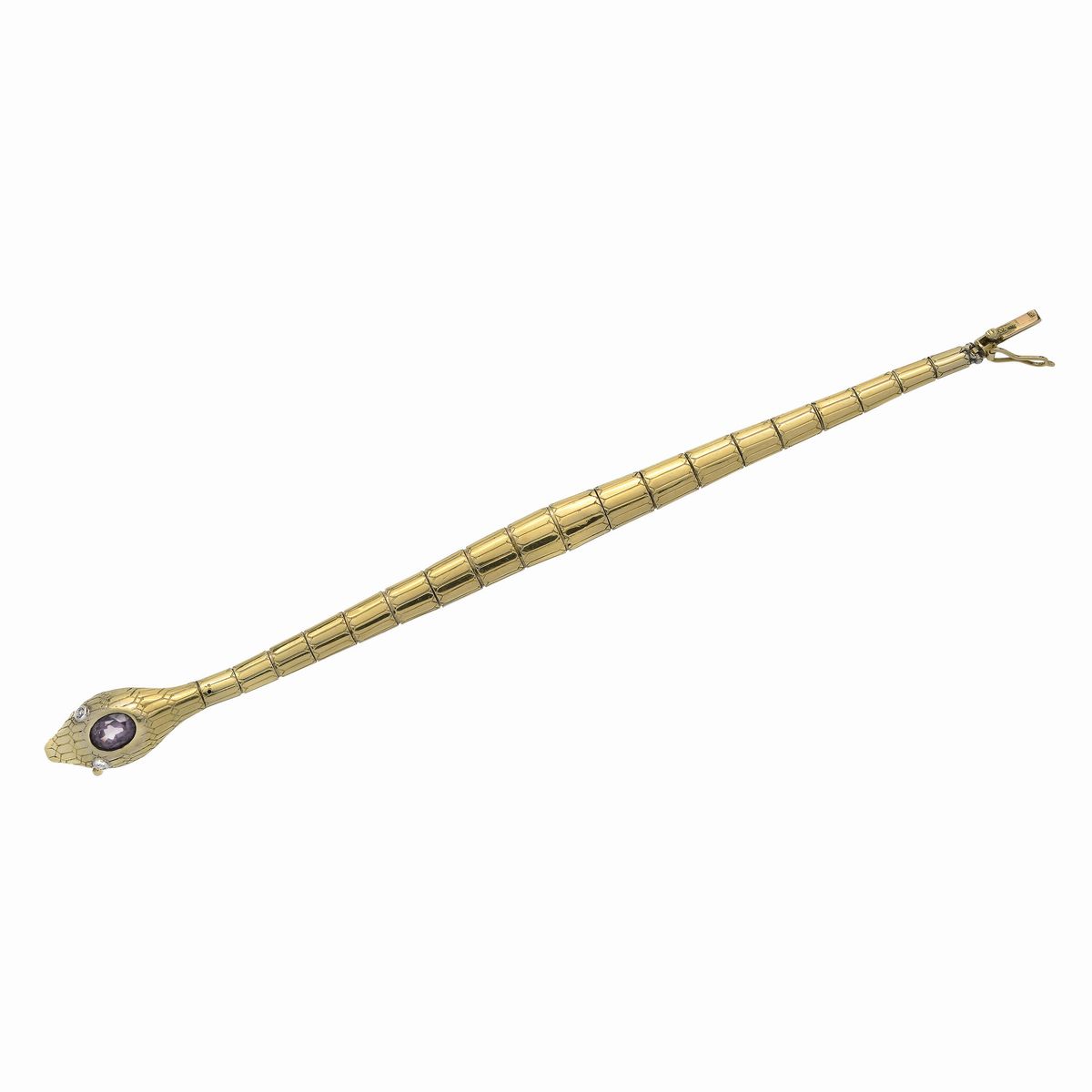 Bracciale Serpente in Oro Giallo e Spinello Viola